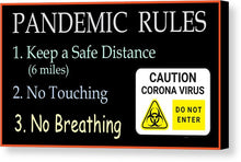 Load image into Gallery viewer, Pandemic Rules 2 - Canvas Print
