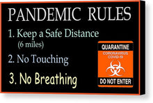 Load image into Gallery viewer, Pandemic Rules 3 - Canvas Print