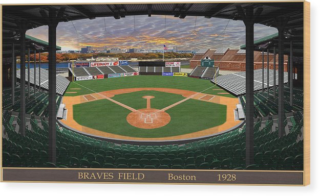 Braves Field 1928 - Wood Print – classicballpark.com