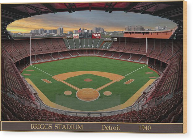 Briggs Stadium 1940 - Wood Print