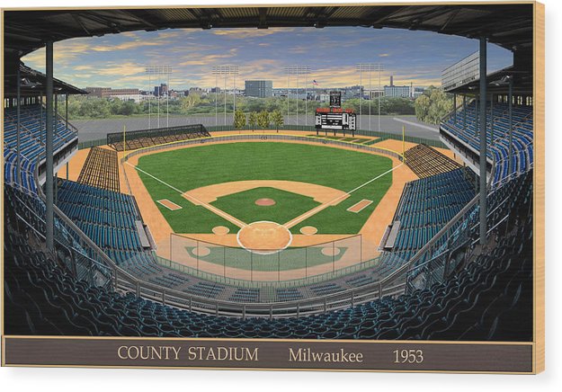 County Stadium 1953 - Wood Print