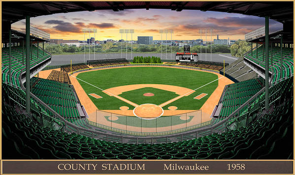 County Stadium 1958 - Art Print