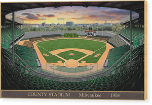 County Stadium 1958 - Wood Print