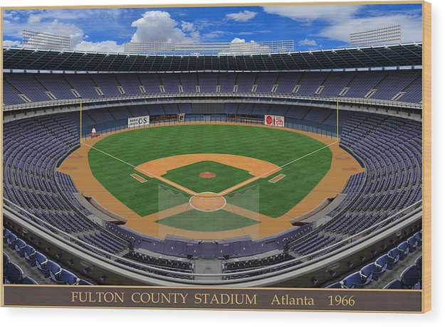Fulton County Stadium 1966 - Wood Print