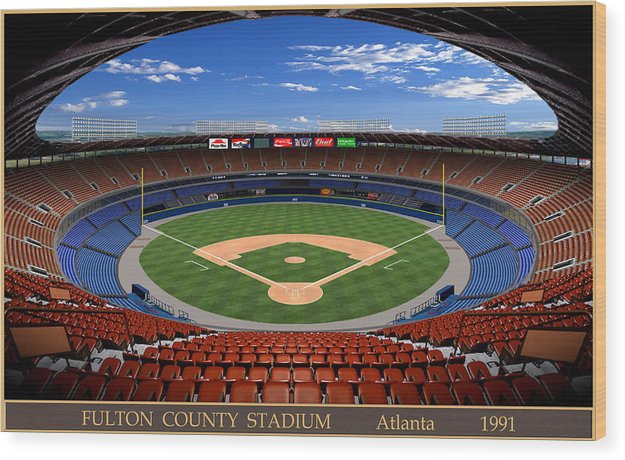 Fulton County Stadium 1991 - Wood Print