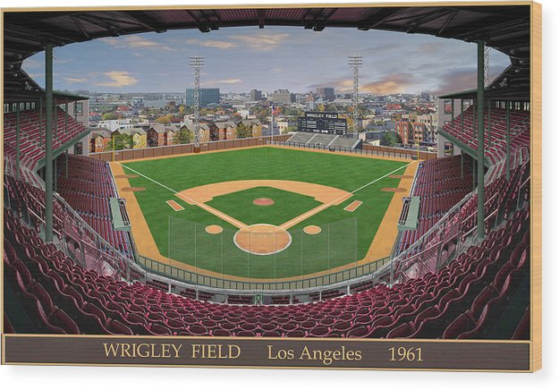 L.A. Wrigley Field 1961 - Wood Print