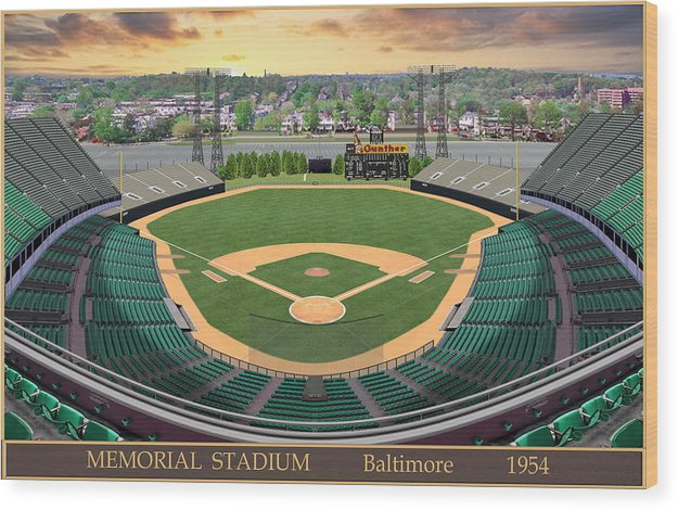 Memorial Stadium 1954 - Wood Print