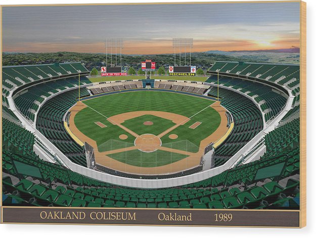 Oakland Coliseum 1989 - Wood Print